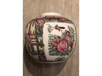 Beautiful Vintage Rose Medallion Bulbous Vase - Finely Hand Painted