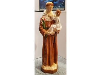26' Tall St. Anthony Of Padua, Italy Holding Baby Jesus -painted Chalkware Statue