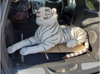 Large White Bengal Tiger Plush Stuffed Animal Toy
