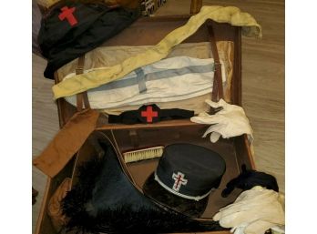 AMES SWORD Co KNIGHTS TEMPLAR LEATHER CASE; Uniform CAP/HAT; OSTRICH PLUME HAT; GLOVES; POUCHES &  BAGS