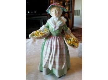 Vintage Royal Doulton Figurine  Daffy - Down - Dilly. Baskets Of Yellow Daffodils. HN 1712 JJ. Retired.