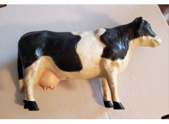 Vintage Heavy & Solid Iron - Black & White COW  Cast Doorstop Or Decorative COW Statue