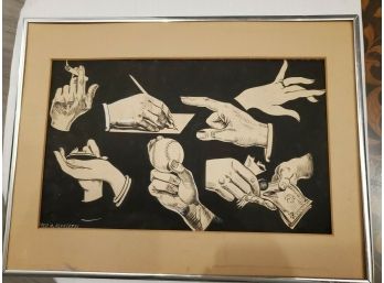 Vintage Collage Framed Print Of Fred O Kleesatel -  Hand Caricaturist For Advertisements In The 1950-60s