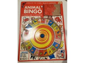 Vintage Smethport Specialty Co. ANIMAL BINGO Game - Unopened Since 1973! Spinning Wheel, Cards & Markers