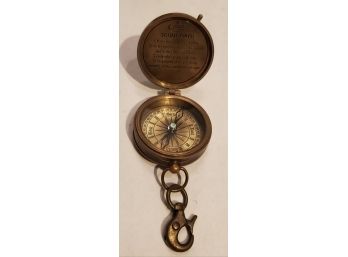 Vintage Brass Boy Scouts Of America Nautical Maritime Compass - Heavily Decorated - Works Fine -taylor Co