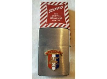 ZIPPO Lighter With Shield Of US Army SETAF Base  ITALY. From Estate Of Late Musician Donn Trenner, Ca 1989