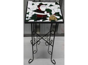 Stained Glass Table With Santa Pattern