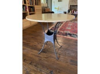 Round Stone Top Table With Metal Bade