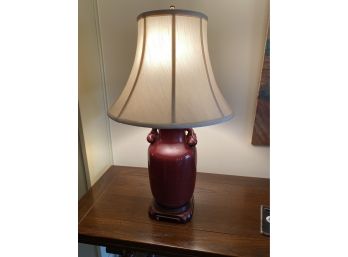 Ceramic Lamp With Wood Base