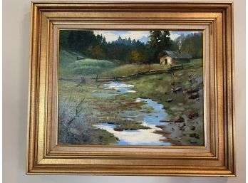 Signed And Framed Oil Of Stream