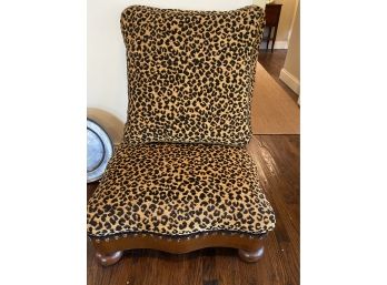 Leopard Chenille Upholstered 'Boot Stool' With Pillow
