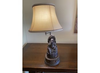Vintage Carved Wood AsianThemed  Lamp