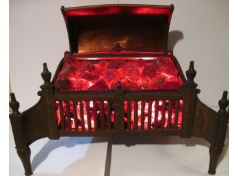 Antique Art Noveau Majestic Cast Iron & Copper Electric Heater Fireplace