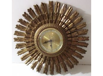 Vintage Mid Century Syroco Sunburst Clock