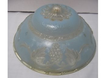 Vintage Art Deco Blue Frosted Glass Ceiling Fixture