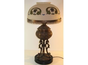 Victorian Ornate Brass Griffin Parlor Lamp