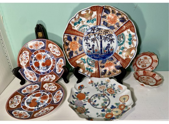Antique Imari Plate Plus Additional Asian Plates