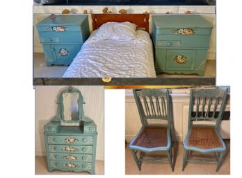 Vintage Hand Painted Girls Bedroom Set