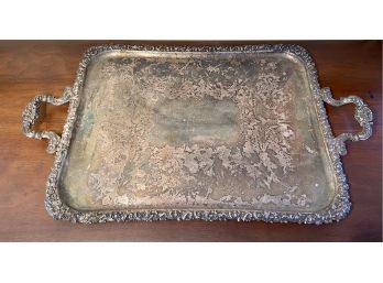 Vintage Fine Detailed Silver Plate Serving Tray