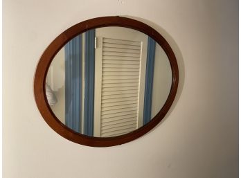 Oval Wood Frame Wall Mirror