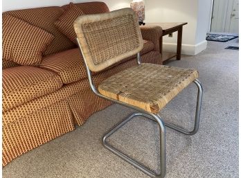 MCM Bent Chrome And Wicker Chair