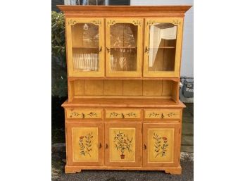 Two Piece Pine Hutch And Cabinet
