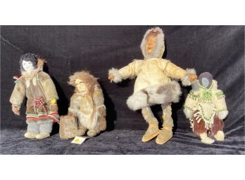 Four Inuit Eskimo Folk Art Dolls