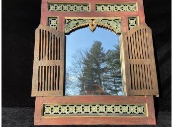 Interesting Carved Wood Gated Wall Mirror