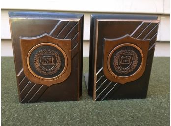 Vintage Yale University Copper Book Ends. Engraved Dr. Harry B. Adams (1924-2020) Of The Yale Divinity School.
