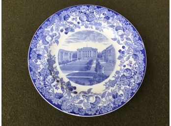 Estate Fresh Vintage Blue And White 10' Wedgewood College Plate. Harvard University 1927. The Medical School.