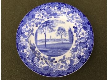 Vintage Blue And White 10' Wedgewood College Plate. Harvard University 1927. The Freshman Halls. (2)