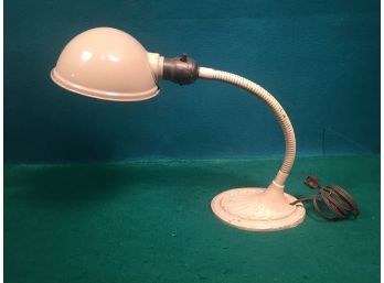 Antique Goose Neck Lamp. Cast Iron Base. From A Clean, Smoke And Pet Free Estate.