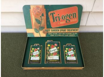 Vintage Tri-ogen A Rose Spray Cans (empty) With Original Packaging. Wonderful Graphics On The Cans. New York.