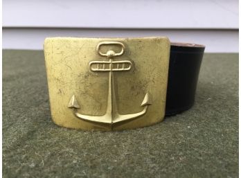 Estate Fresh Vintage Brass Russian Navy Belt And Buckle. Measures Approximately 42'. In Excellent Condition.