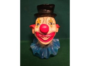 Estate Fresh Vintage Ceramic Clown Bank, Clown Bust. Signed In Back: A-Z PROD. 1981. J Liccardo? J. Riccardo?