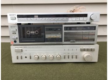 Harmon Kardon PM640 Amplifier, Sony ST-JX3 FM Stereo/FM-AM Tuner, Sony TC-FX44 Stereo Cassette Deck.
