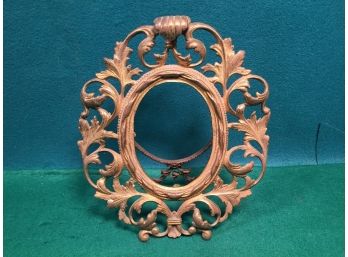 Gorgeous Antique Ornate Victorian Gold Gilt Cast Metal Picture Frame With Ornate Stand. Excellent Condition.