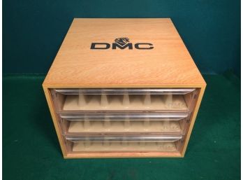 Estate Fresh Vintage Wood DMC Three Drawer Sewing, Embroidery, Craft, Hobby Storage Box. Excellent Condition.