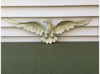 Estate Fresh Huge Vintage Cast Aluminum Eagle With Spread Wings. 34 3/8' Wing Span. Excellent.