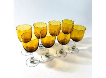 Amber Yellow Glass Wine Goblets Set Of 8