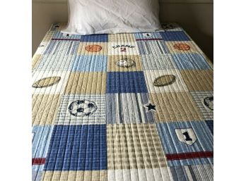 Sports Themed Quilt FullQueen Size Channel Stitch