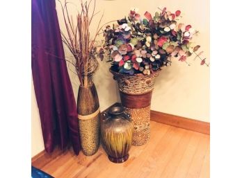 Tall Vase Set With Eucalyptus And Reeds