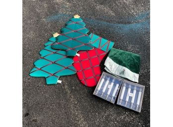 Christmas Decor - Tree Skirt, Card Holder Boards And Lights