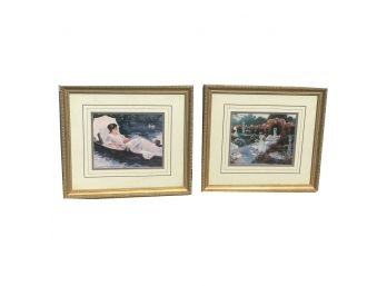 Christa Kieffer Framed Prints In Gold Set Of Two Scenes With Victorian Women