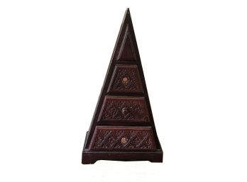 Vintage Wooden Triangle Spice Drawer Carved Design 11'x20.5' Kitchen Storage
