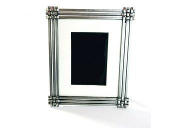 Brushed Metal Cross Hatch Photo Frame For 3.55 Photo