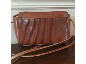 Etienne Aigner Brown Leather Small Zipper Shoulder Bag Purse Exterior Pocket