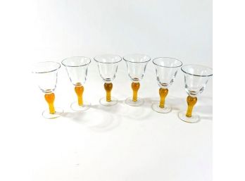 Pier 1 Amber Stem Wine Martini Glasses - Set Of 6