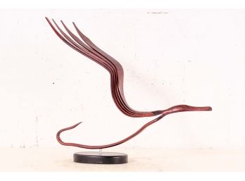Eric Taudif Red Elm Wood Sculpture 'Fly Away'