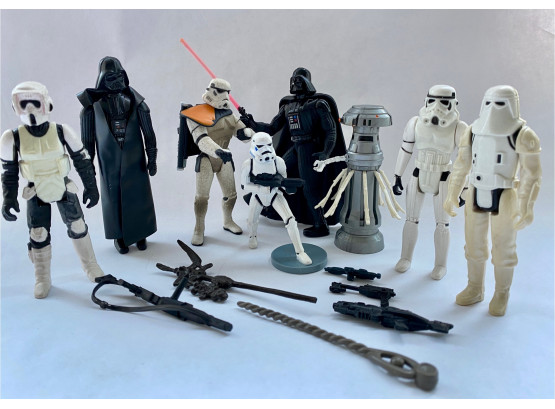 8 Star Wars Figurines & Weapons, Some Original Kenner: Darth Vader & Stormtroopers, Oldest 1977